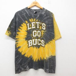 【20%OFF】XL★古着 半袖 ビンテージ Tシャツ メンズ 00年代 00s BUCKS 大きいサイズ コットン クルーネック 黒他 ブラック タイダイ 25jul05 中古