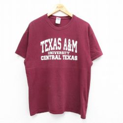 【20%OFF】XL★古着 半袖 ビンテージ Tシャツ メンズ 00年代 00s テキサスA&M 大学 コットン クルーネック エンジ 25jul05 中古