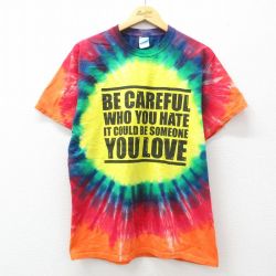 L★古着 半袖 ビンテージ Tシャツ メンズ 00年代 00s LOVE PASH コットン クルーネック 黄他 イエロー タイダイ 25jul07 中古