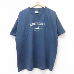 XL★古着 半袖 ビンテージ Tシャツ メンズ 00年代 00s NANTUCKET コットン クルーネック 紺 ネイビー 25jul08 中古