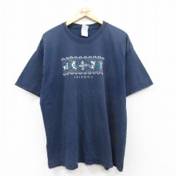 【50%OFF】XL★古着 半袖 ビンテージ Tシャツ メンズ 00年代 00s ココペリ族 アリゾナ コットン クルーネック 紺 ネイビー 25jul08 中古