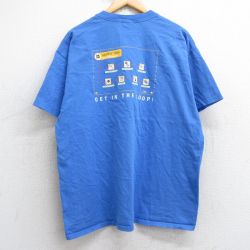 XL★古着 半袖 ビンテージ Tシャツ メンズ 00年代 00s ナショナルインスツルメンツ 大きいサイズ コットン クルーネック 薄紺 ネイビー 25jul08 中古