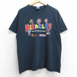 L★古着 半袖 ビンテージ Tシャツ メンズ 00年代 00s MiRACLES コストコ コットン クルーネック 黒 ブラック 25jul08 中古