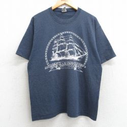 90s 半袖Tシャツ 船 ネイビーボーダー L | 古着
