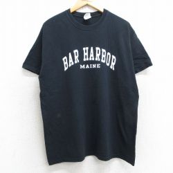 【20%OFF】L★古着 半袖 ビンテージ Tシャツ メンズ 00年代 00s バーハーバー コットン クルーネック 黒 ブラック 25jul09 中古
