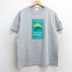 L★古着 リーボック REEBOK 半袖 ビンテージ Tシャツ メンズ 00年代 00s ビッグロゴ Lasalle Bank クルーネック グレー 霜降り 25jul09 中古
