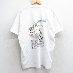 XL★古着 フルーツオブザルーム 半袖 ビンテージ Tシャツ メンズ 90年代 90s サックス トランペット クルーネック USA製 白 ホワイト 25jul09 中古
