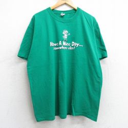 XL★古着 半袖 ビンテージ Tシャツ メンズ 00年代 00s Have a nice day 大きいサイズ コットン クルーネック 緑 グリーン 25jul09 中古