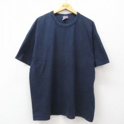 XL★古着 チャンピオン champion 半袖 ビンテージ Tシャツ メンズ 00年代 00s 無地 大きいサイズ コットン クルーネック 紺 ネイビー 【spe】 25jul10 中古