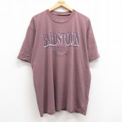 XL★古着 半袖 ビンテージ Tシャツ メンズ 90年代 90s バーズタウン 大きいサイズ クルーネック 紫 パープル 25jul10 中古
