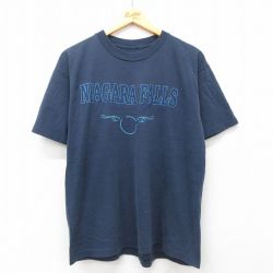 L★古着 半袖 ビンテージ Tシャツ メンズ 90年代 90s ナイアガラの滝 クルーネック 紺 ネイビー 25jul11 中古