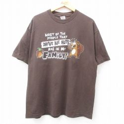 XL★古着 半袖 ビンテージ Tシャツ メンズ 00年代 00s リス コットン クルーネック 濃茶 ブラウン 25jul11 中古