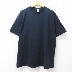 XL★古着 半袖 ビンテージ Tシャツ メンズ 00年代 00s 無地 コットン クルーネック 黒 ブラック 25jul11 中古