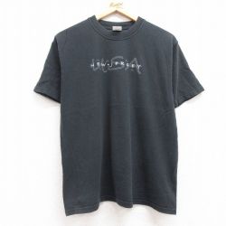 【20%OFF】L★古着 半袖 ビンテージ Tシャツ メンズ 00年代 00s ニュージャージー コットン クルーネック 黒 ブラック 25jul11 中古