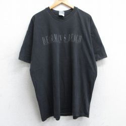 XL★古着 ヘインズ Hanes 半袖 ビンテージ Tシャツ メンズ 00年代 00s デッドマンズ ビーチ 大きいサイズ コットン クルーネック 黒 ブラック 25jul11 中古