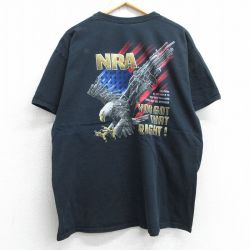 XL★古着 半袖 ビンテージ Tシャツ メンズ 00年代 00s NRA 鳥 銃 大きいサイズ コットン クルーネック 黒 ブラック 25jul11 中古