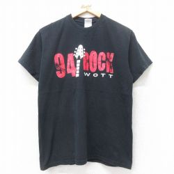 M★古着 半袖 ビンテージ Tシャツ メンズ 00年代 00s 94ROCK WOTT コットン クルーネック 黒 ブラック 25jul11 中古