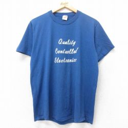 L★古着 ジャージーズ 半袖 ビンテージ Tシャツ メンズ 80年代 80s Electronics クルーネック USA製 青 ブルー 25jul11 中古
