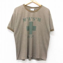 L★古着 半袖 ビンテージ Tシャツ メンズ 00年代 00s MASH クルーネック 茶系 ブラウン 霜降り リンガー 【spe】 25jul11 中古