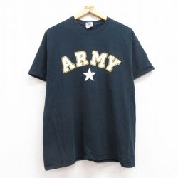 L★古着 半袖 ビンテージ Tシャツ メンズ 00年代 00s ミリタリー アーミー AMRY コットン クルーネック 黒 ブラック 25jul11 中古
