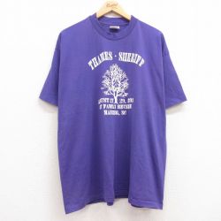 XL★古着 ヘインズ Hanes 半袖 ビンテージ Tシャツ メンズ 90年代 90s 木 大きいサイズ クルーネック USA製 紫 パープル 25jul11 中古
