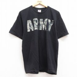 【20%OFF】L★古着 半袖 ビンテージ Tシャツ メンズ 00年代 00s ミリタリー アーミー AMRY コットン クルーネック USA製 黒 ブラック 25jul11 中古