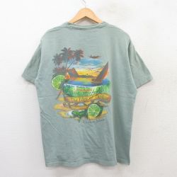 XL★古着 半袖 ビンテージ Tシャツ メンズ 00年代 00s MARGARITAVILLE 大きいサイズ コットン クルーネック 薄紺 ネイビー 25jul11 中古