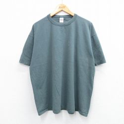 XL★古着 ラッセル 半袖 ビンテージ Tシャツ メンズ 00年代 00s 無地 大きいサイズ コットン クルーネック 緑系 グリーン 【spe】 25jul12 中古