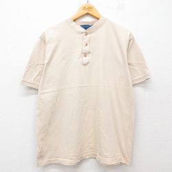 L★古着 タウンクラフト 半袖 ビンテージ Tシャツ メンズ 90年代 90s 無地 コットン ヘンリーネック ベージュ カーキ 25jul12 中古