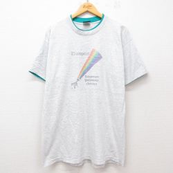 XL★古着 半袖 ビンテージ Tシャツ メンズ 90年代 90s フィルハーモニーオーケストラ コットン クルーネック USA製 薄グレー 霜降り 25jul12 中古