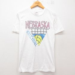 S★古着 半袖 ビンテージ Tシャツ メンズ 90年代 90s ネブラスカ バレーボール クルーネック USA製 白 ホワイト 25jul12 中古