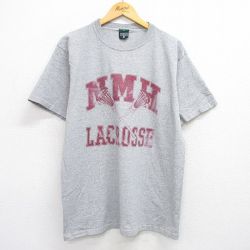 【50%OFF】XL★古着 MVスポーツ 半袖 ビンテージ Tシャツ メンズ 90年代 90s NMH ラクロス クルーネック グレー 霜降り 25jul12 中古