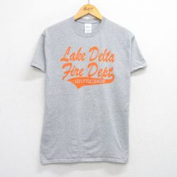 【20%OFF】L★古着 半袖 ビンテージ Tシャツ メンズ 00年代 00s Lake Delta クルーネック グレー 霜降り 25jul12 中古