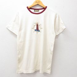 M★古着 半袖 ビンテージ Tシャツ メンズ 90年代 90s 灯台 刺繍 クルーネック USA製 生成り他 25jul15 中古