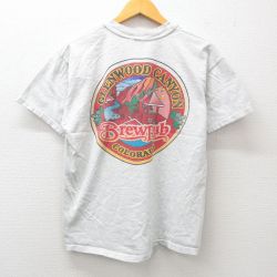 L★古着 ヘインズ Hanes 半袖 ビンテージ Tシャツ メンズ 00年代 00s GLENWOOD Brewpub クルーネック 薄グレー 霜降り 25jul15 中古