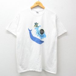 L★古着 半袖 ビンテージ Tシャツ メンズ 00年代 00s クジラ コットン クルーネック 白 ホワイト 25jul15 中古