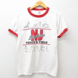 【50%OFF】S★古着 ジャージーズ 半袖 ビンテージ Tシャツ メンズ 90年代 90s Striders 陸上 クルーネック USA製 白 ホワイト リンガー 25jul15 中古
