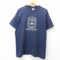 XL★古着 フルーツオブザルーム 半袖 ビンテージ Tシャツ メンズ 00年代 00s ルネッサンス フェスティバル コットン クルーネック 紺 ネイビー 25jul16 中古