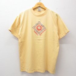 90s 半袖Tシャツ 太陽刺繍 イエロー L | 古着