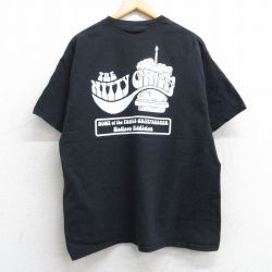 XL★古着 ヘインズ Hanes 半袖 ビンテージ Tシャツ メンズ 00年代 00s ケーキ ハンバーガー コットン クルーネック 黒 ブラック 25jul16 中古