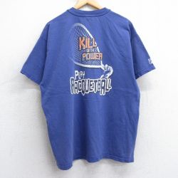 【20%OFF】XL★古着 ヘインズ Hanes 半袖 ビンテージ Tシャツ メンズ 00年代 00s ラケットボール コットン クルーネック 紺 ネイビー 25jul16 中古