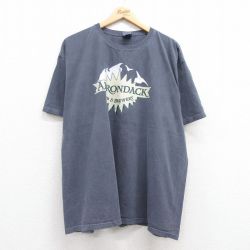 XL★古着 半袖 ビンテージ Tシャツ メンズ 00年代 00s アディロンダック 大きいサイズ コットン クルーネック 紺 ネイビー 25jul16 中古