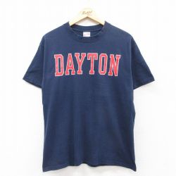 【50%OFF】L★古着 半袖 ビンテージ Tシャツ メンズ 00年代 00s デイトン コットン クルーネック 紺 ネイビー 25jul17 中古