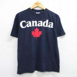 L★古着 半袖 ビンテージ Tシャツ メンズ 00年代 00s カナダ クルーネック 紺 ネイビー 25jul17 中古