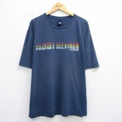 トミーヒルフィガー 90s 半袖Tシャツ ビッグロゴ ネイビー XL | 古着