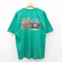 XL★古着 半袖 ビンテージ Tシャツ メンズ 00年代 00s DIRTY DICKS カニ 大きいサイズ コットン クルーネック 緑 グリーン 25jul18 中古