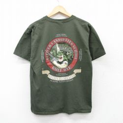 L★古着 半袖 ビンテージ Tシャツ メンズ 00年代 00s ミリタリー USMC コットン クルーネック 緑 グリーン 25jul18 中古