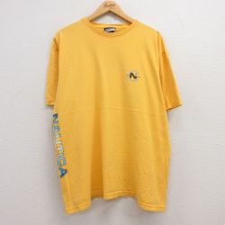 【50%OFF】XL★古着 ノーティカ NAUTICA 半袖 ビンテージ ブランド Tシャツ メンズ 90年代 90s ワンポイントロゴ コンペティション 大きいサイズ コットン クルーネック USA製 黄 イエロー 【spe】 25jul24 中古