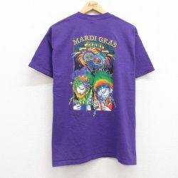 L★古着 フルーツオブザルーム 半袖 ビンテージ Tシャツ メンズ 00年代 00s マルディグラ コットン クルーネック 紫 パープル 25jul24 中古