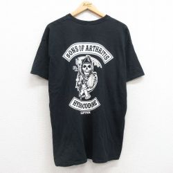 【50%OFF】XL★古着 半袖 ビンテージ Tシャツ メンズ 00年代 00s 死神 コットン クルーネック 黒 ブラック 25jul24 中古